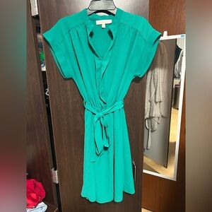 Short Sleeve Tie-Waist Dress - Green